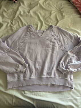 aerie Lilac Lace-Trim Pullover